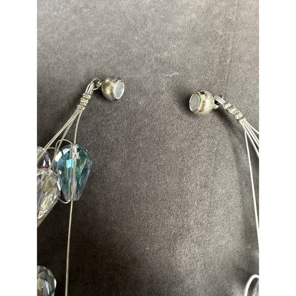Crystal floating 4 strand handmade. Magnetic clasp necklace choker Clear 18 in - Picture 8 of 8